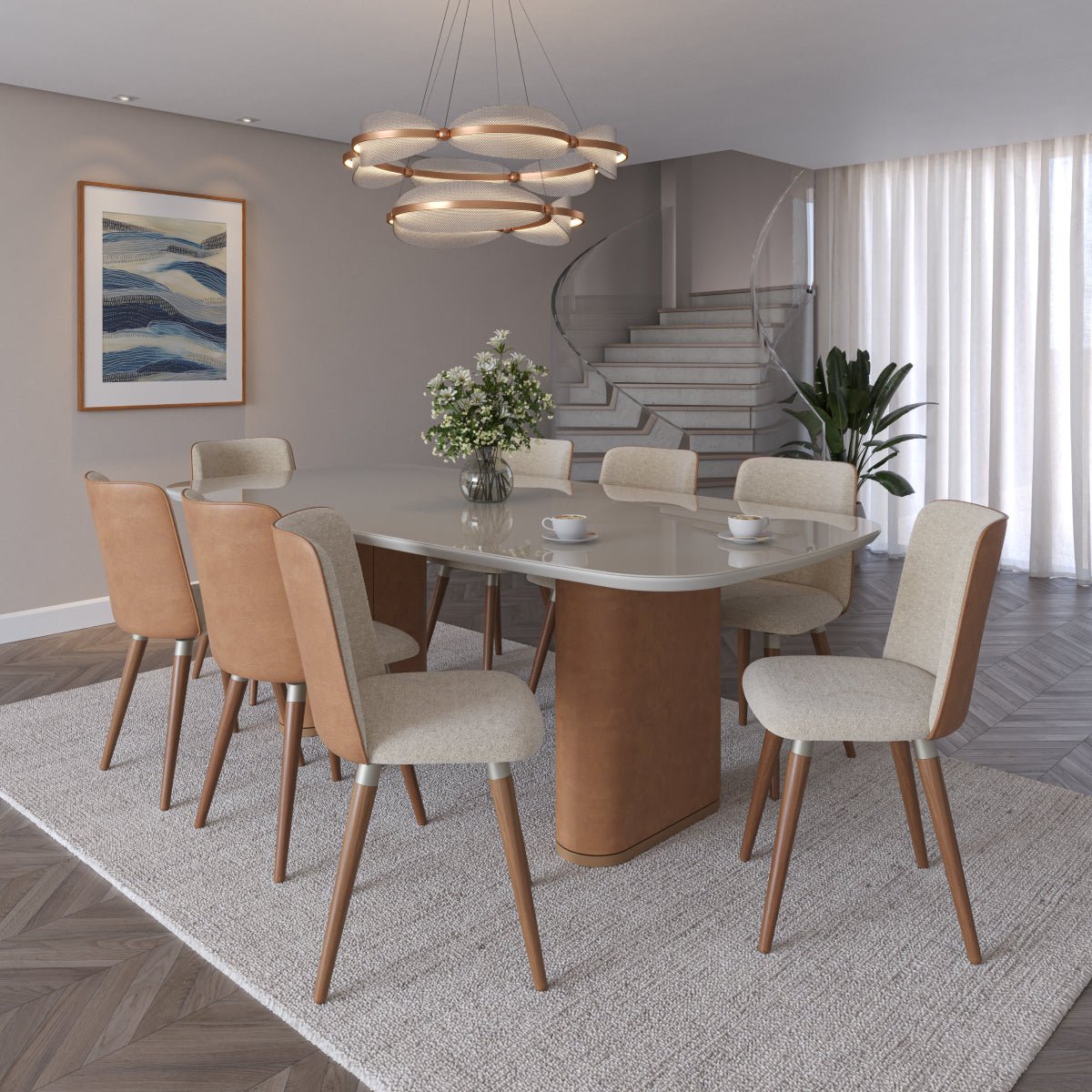 Mesa de Jantar Retangular para 6 Lugares Lintz 184cm