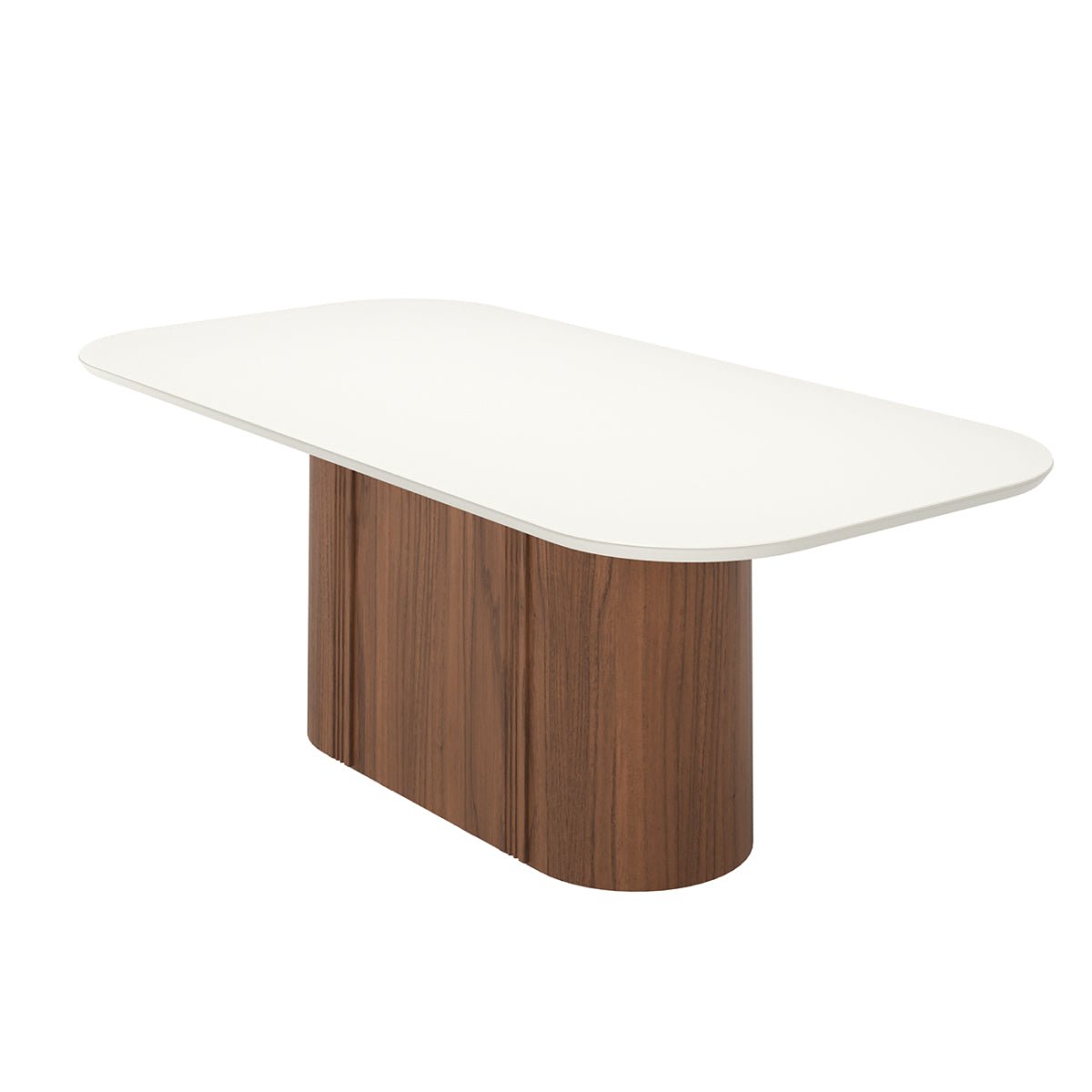Mesa de Jantar Retangular com Vidro para 8 Lugares Kalina 220cm Off-White Fosco com Canella