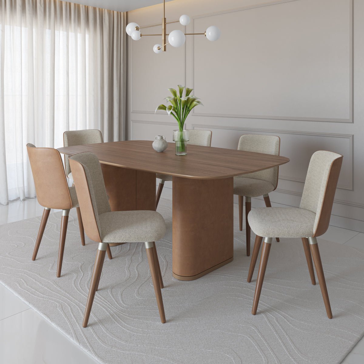 Mesa de Jantar Retangular para 6 Lugares Lintz 184cm