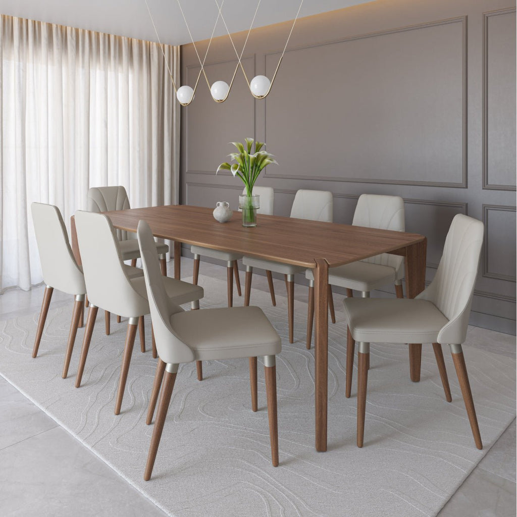 Mesa de Jantar Retangular para 8 Lugares Harmony 219cm Natural com Canella