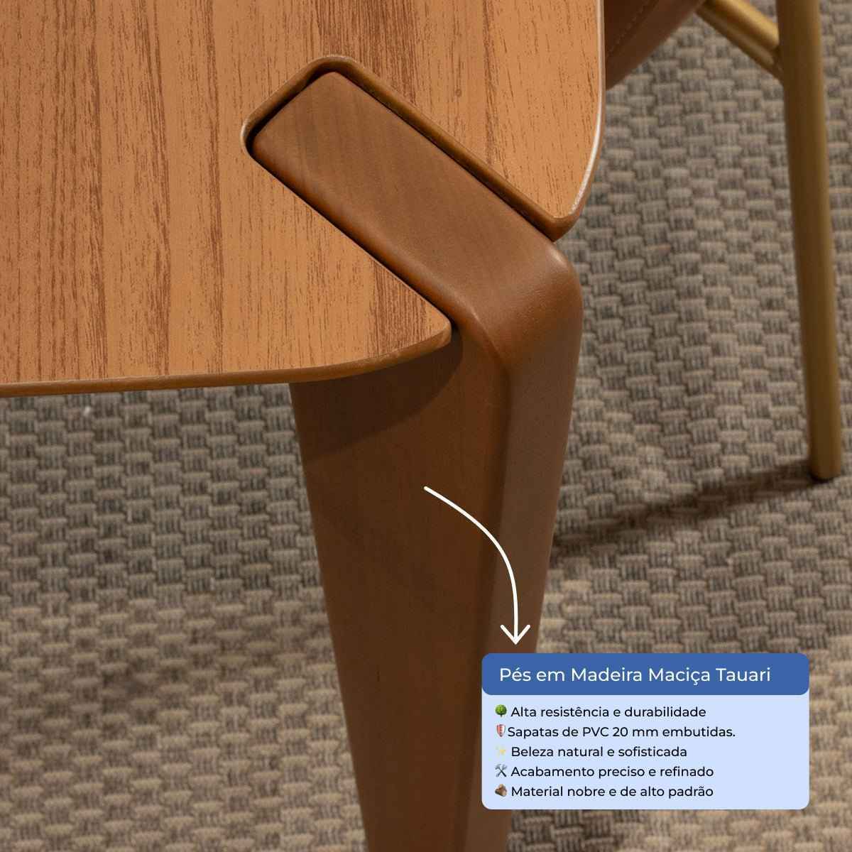 Mesa de Jantar Retangular para 8 Lugares Harmony 219cm Natural com Canella