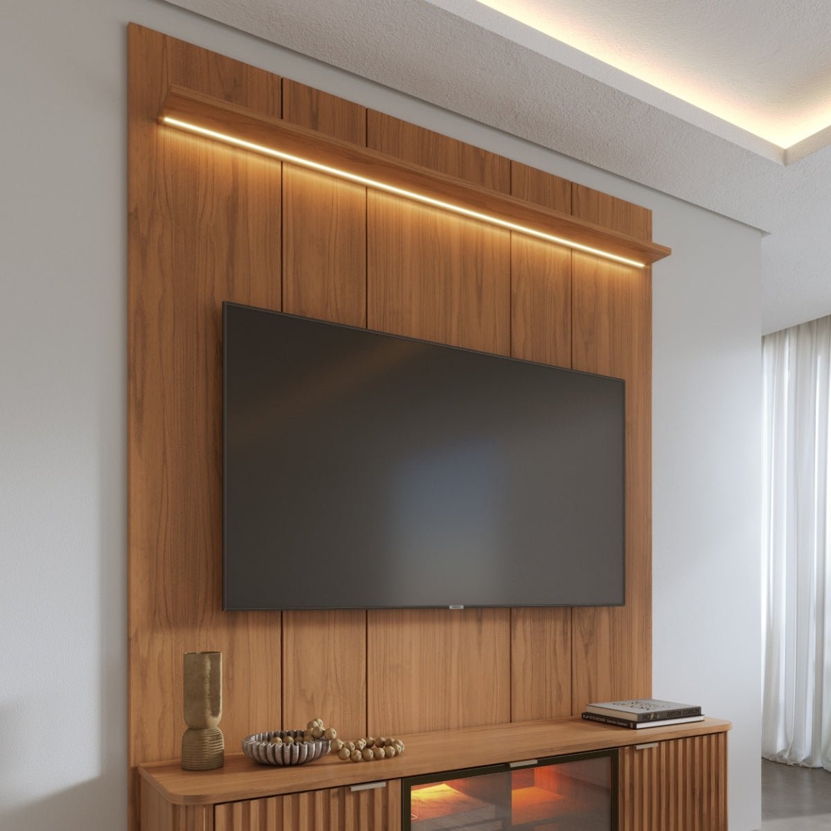 Painel para TV até 75 Polegadas com Prateleira e LED 100% MDF Neon Float 178cm