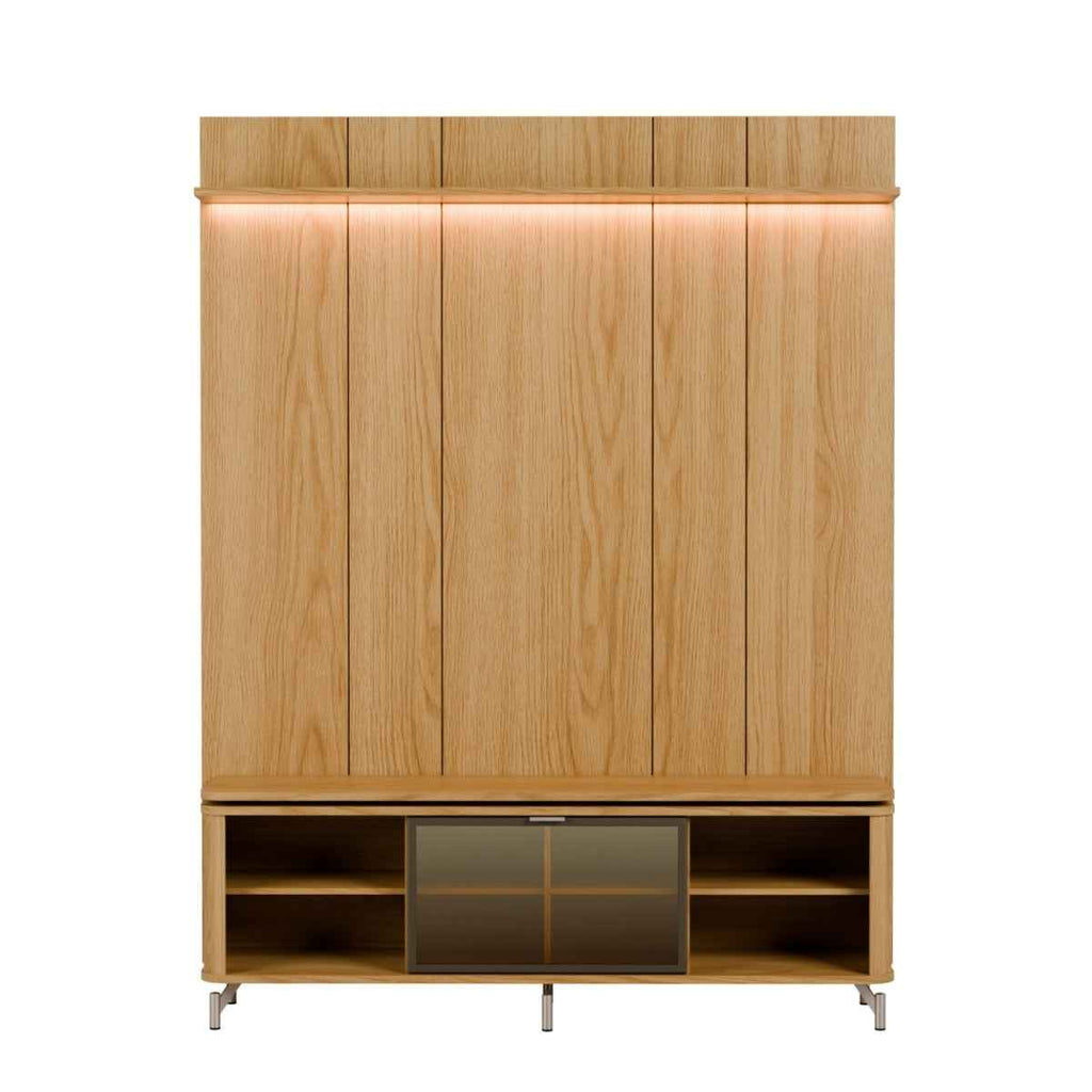Rack com Painel para TV até 75 Polegadas Vidro Reflecta 100% MDF com Led Lincoln Float 178cm