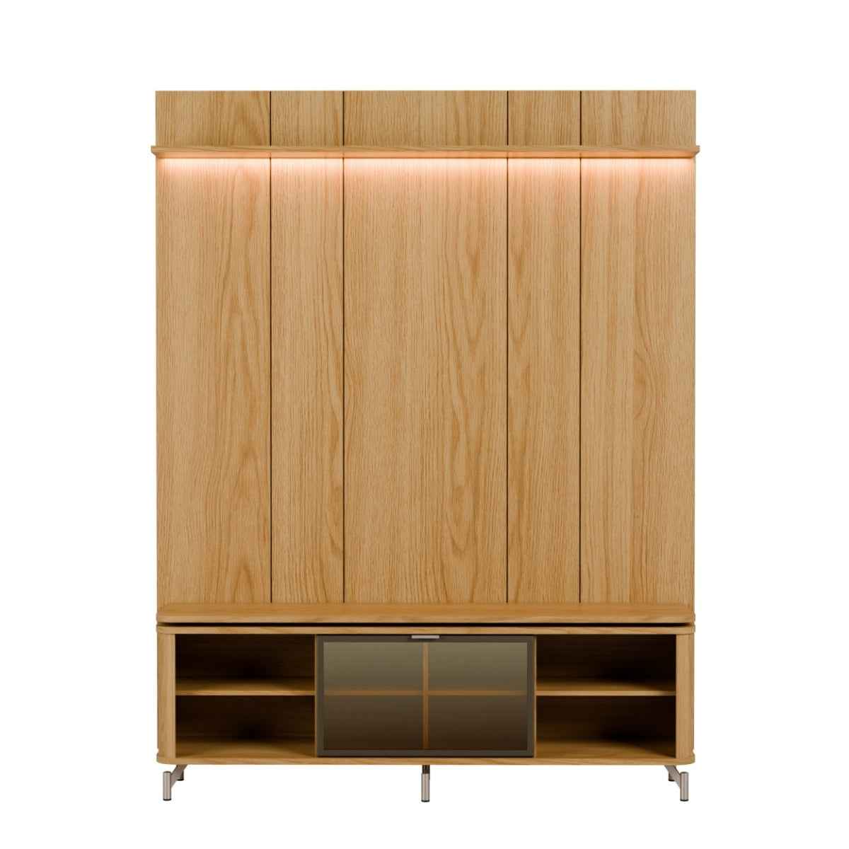 Rack com Painel para TV até 75 Polegadas Vidro Reflecta 100% MDF com Led Lincoln Float 178cm