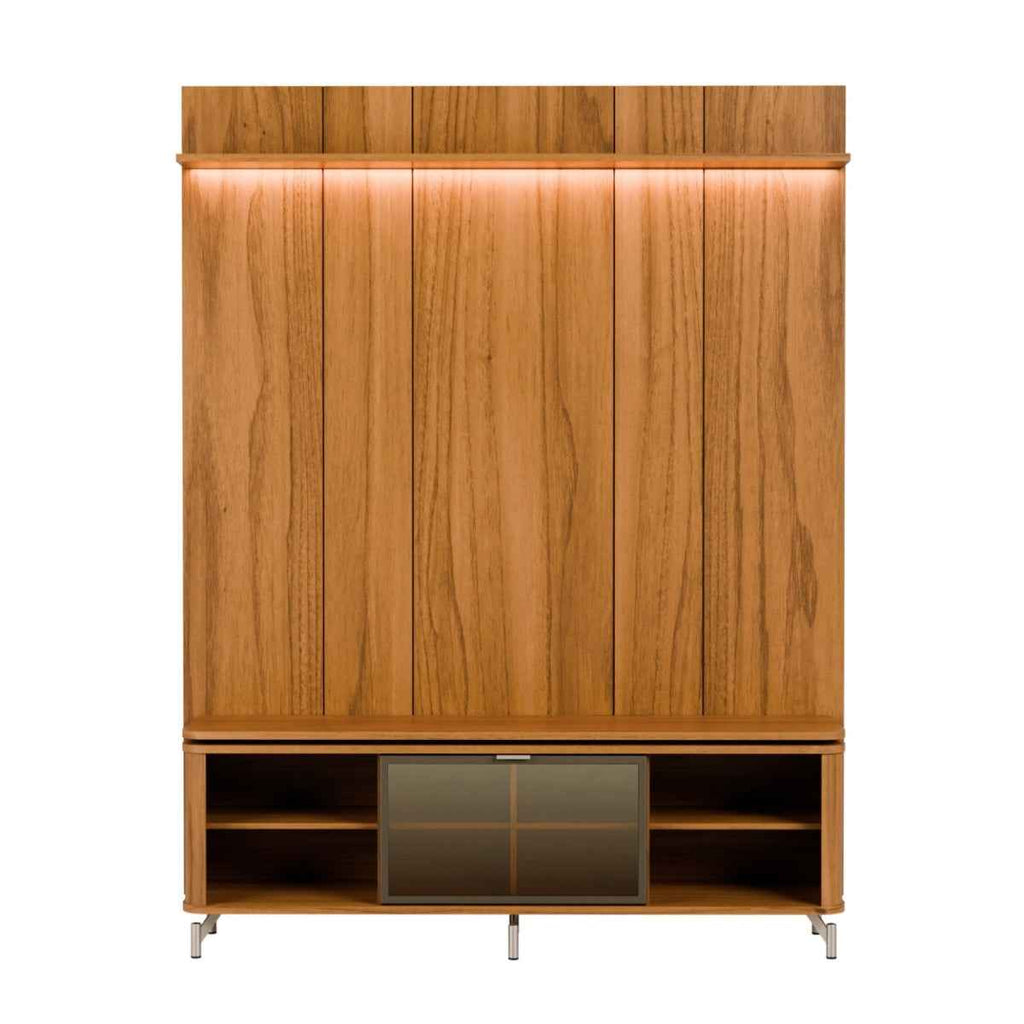 Rack com Painel para TV até 75 Polegadas Vidro Reflecta 100% MDF com Led Lincoln Float 178cm