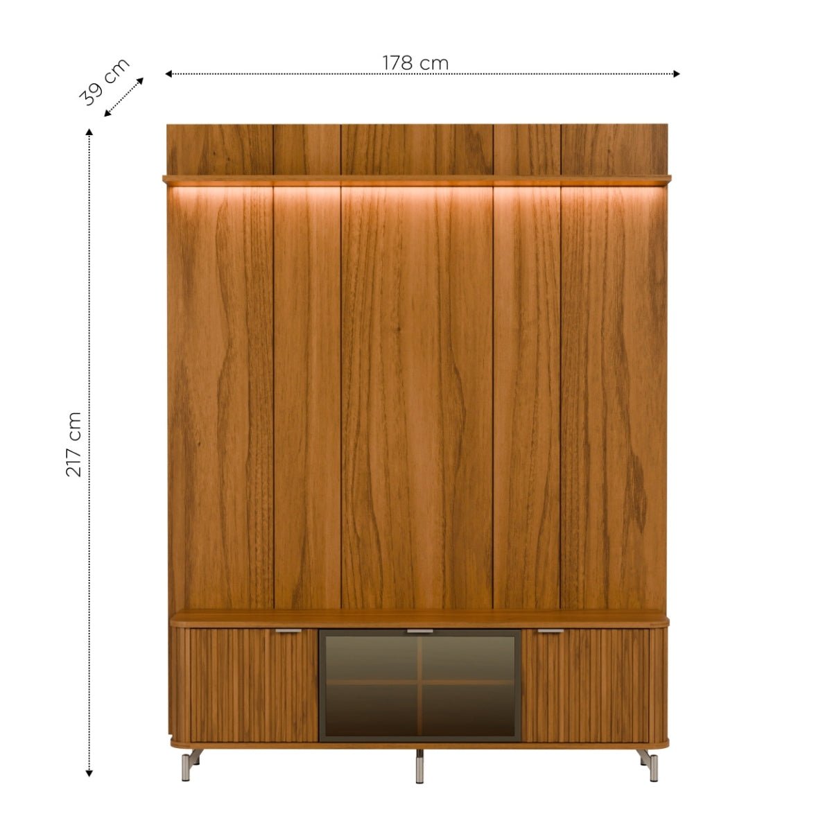 Rack com Painel para TV até 75 Polegadas Vidro Reflecta 100% MDF com Led Neon Float 178cm