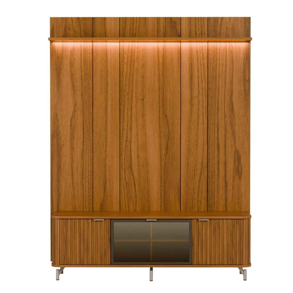 Rack com Painel para TV até 75 Polegadas Vidro Reflecta 100% MDF com Led Neon Float 178cm