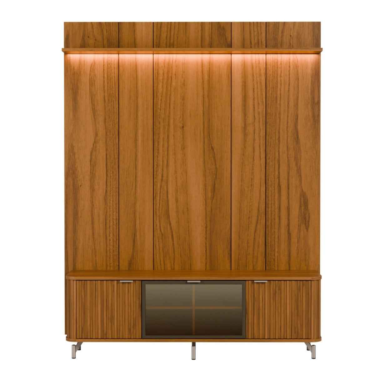 Rack com Painel para TV até 75 Polegadas Vidro Reflecta 100% MDF com Led Neon Float 178cm