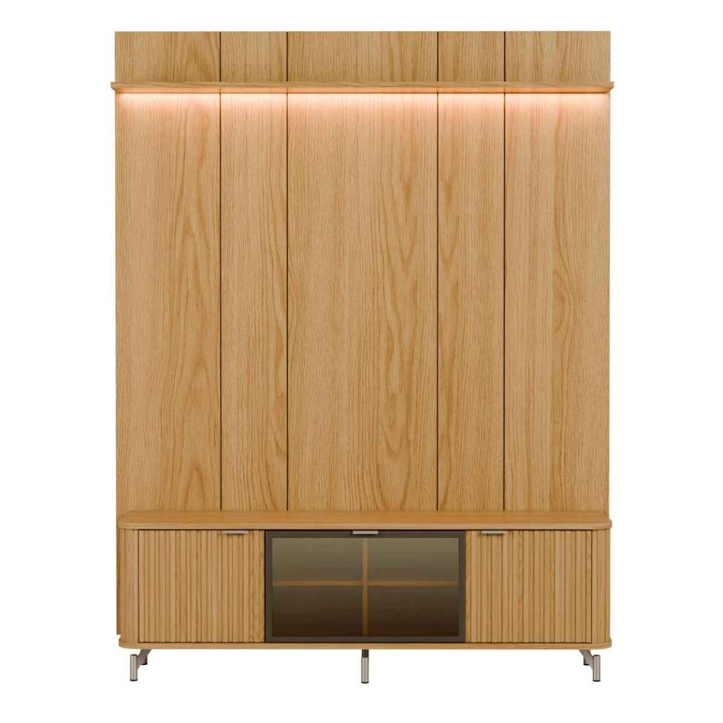 Rack com Painel para TV até 75 Polegadas Vidro Reflecta 100% MDF com Led Neon Float 178cm