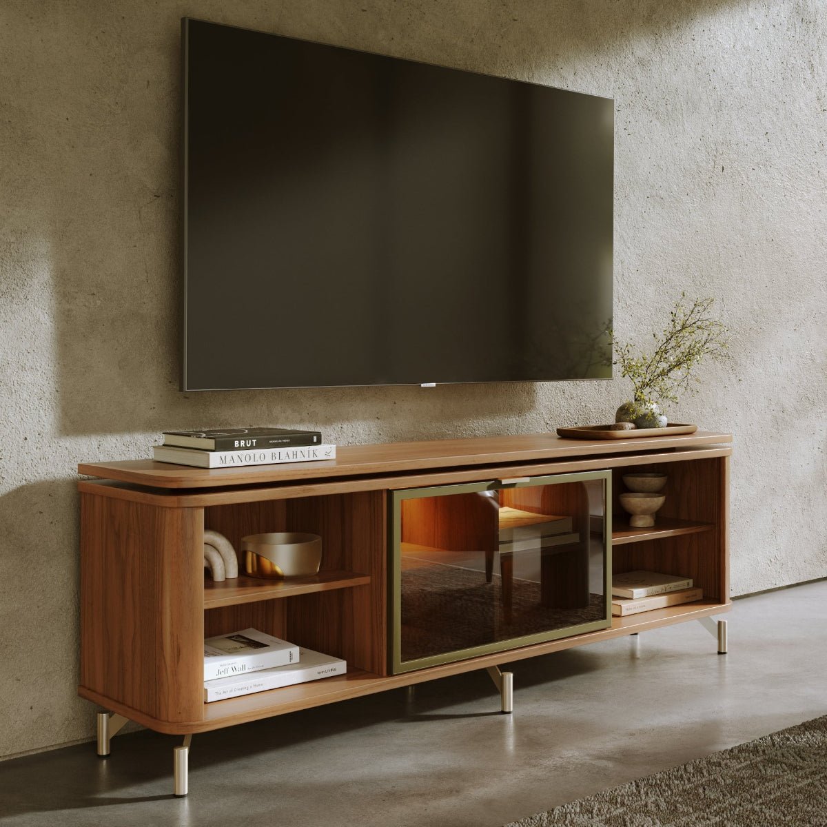 Rack para TVs até 75 Polegadas 100% MDF 1 Porta com Vidro Reflecta Lincoln Float 169cm