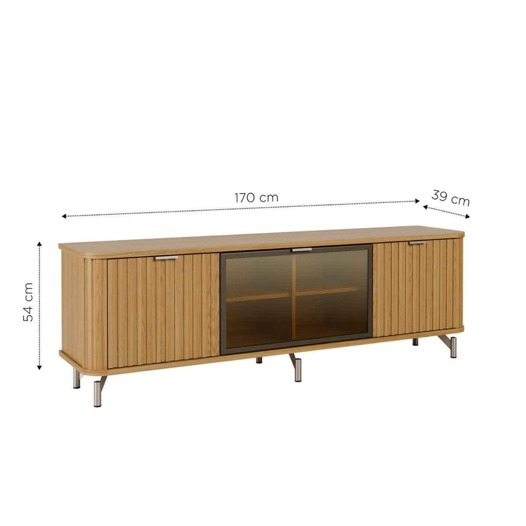 Rack para TVs até 75 Polegadas 100% MDF 3 Portas Vidro Reflecta Neon Float 169cm