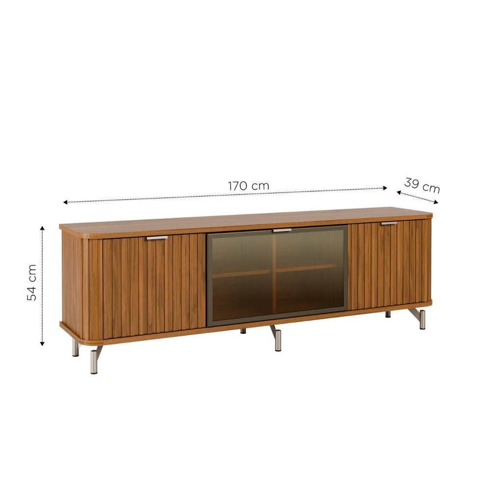 Rack para TVs até 75 Polegadas 100% MDF 3 Portas Vidro Reflecta Neon Float 169cm