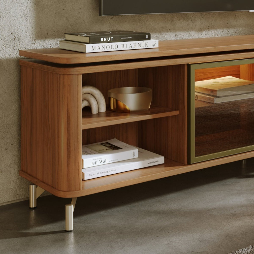 Rack para TVs até 85 Polegadas 100% MDF 1 Porta com Vidro Reflecta Lincoln Float 212cm