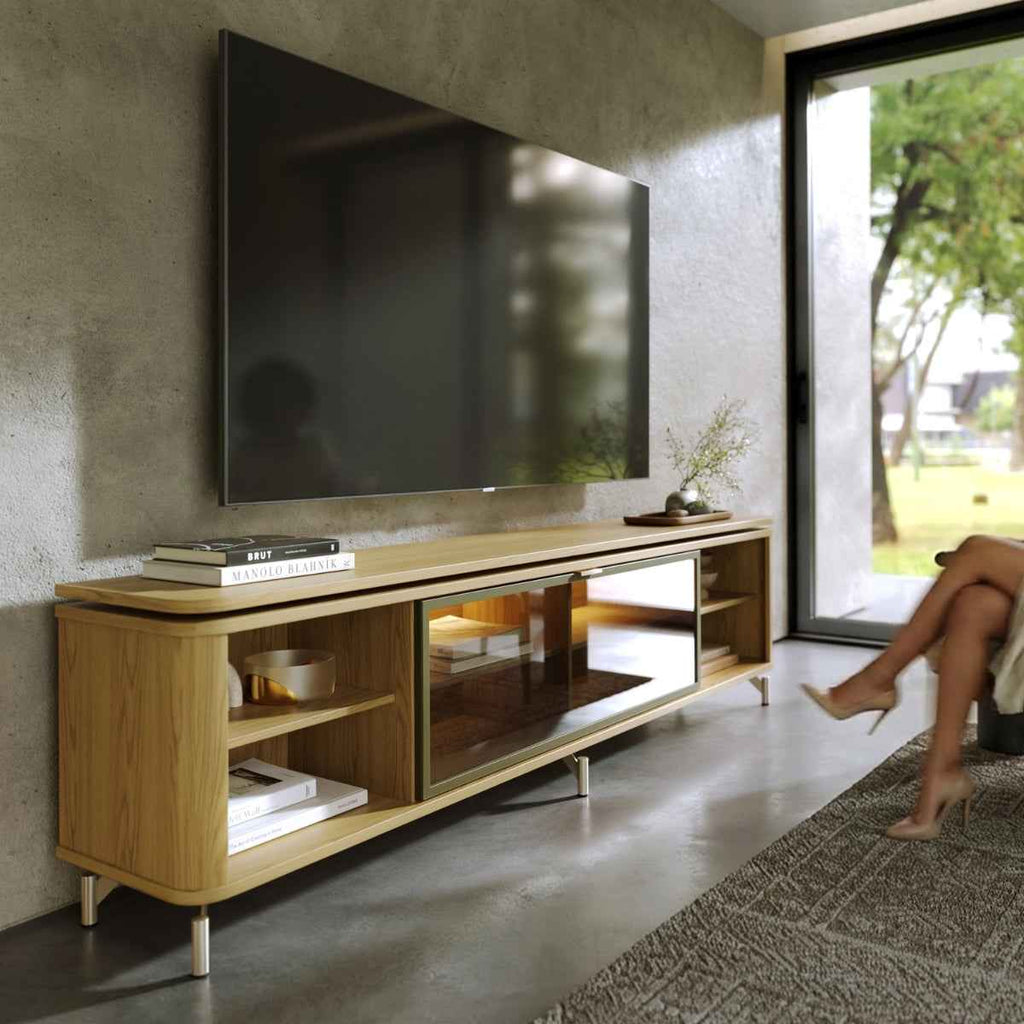 Rack para TVs até 85 Polegadas 100% MDF 1 Porta com Vidro Reflecta Lincoln Float 212cm
