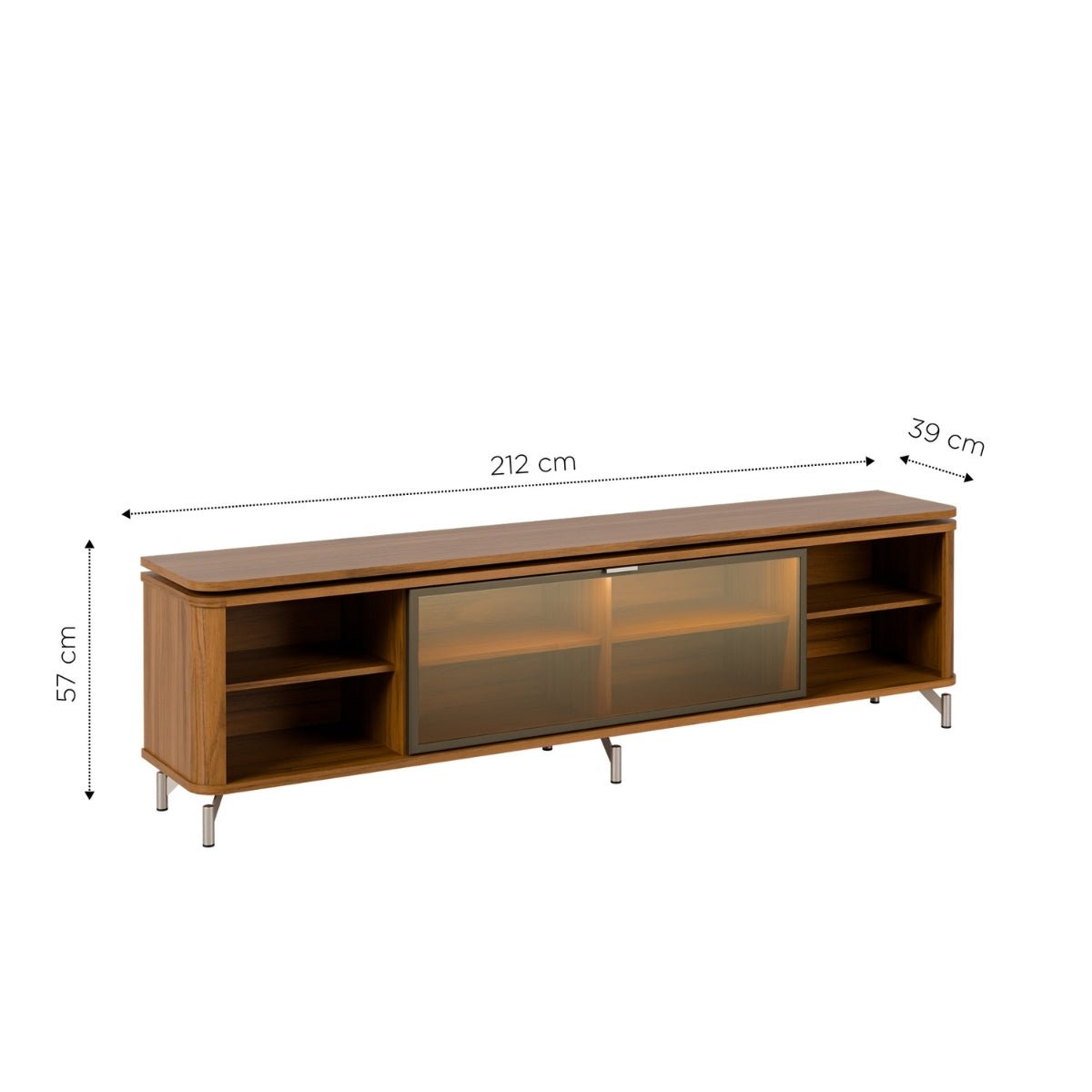 Rack para TVs até 85 Polegadas 100% MDF 3 Portas Vidro Reflecta Neon Float 212cm