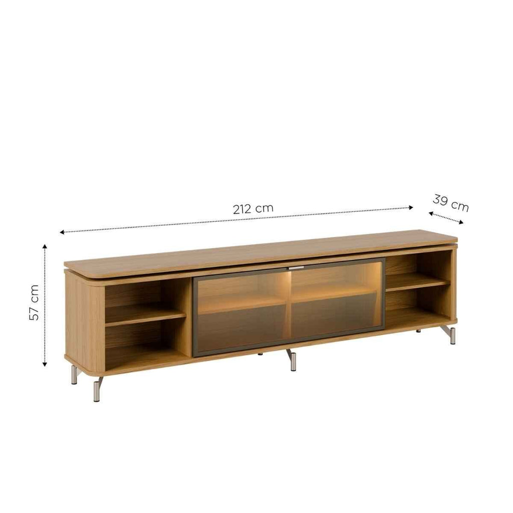 Rack para TVs até 85 Polegadas 100% MDF 3 Portas Vidro Reflecta Neon Float 212cm