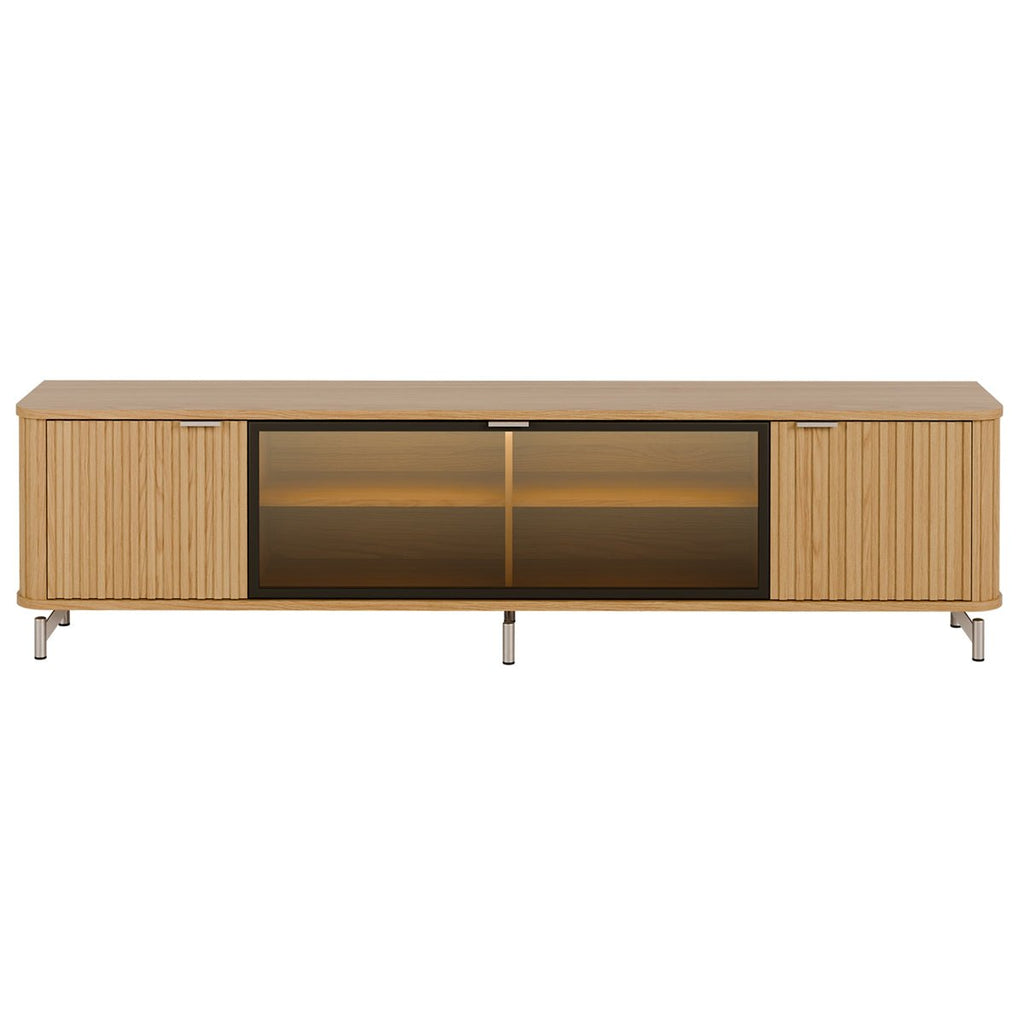 Rack para TVs até 85 Polegadas 100% MDF 3 Portas Vidro Reflecta Neon Float 212cm