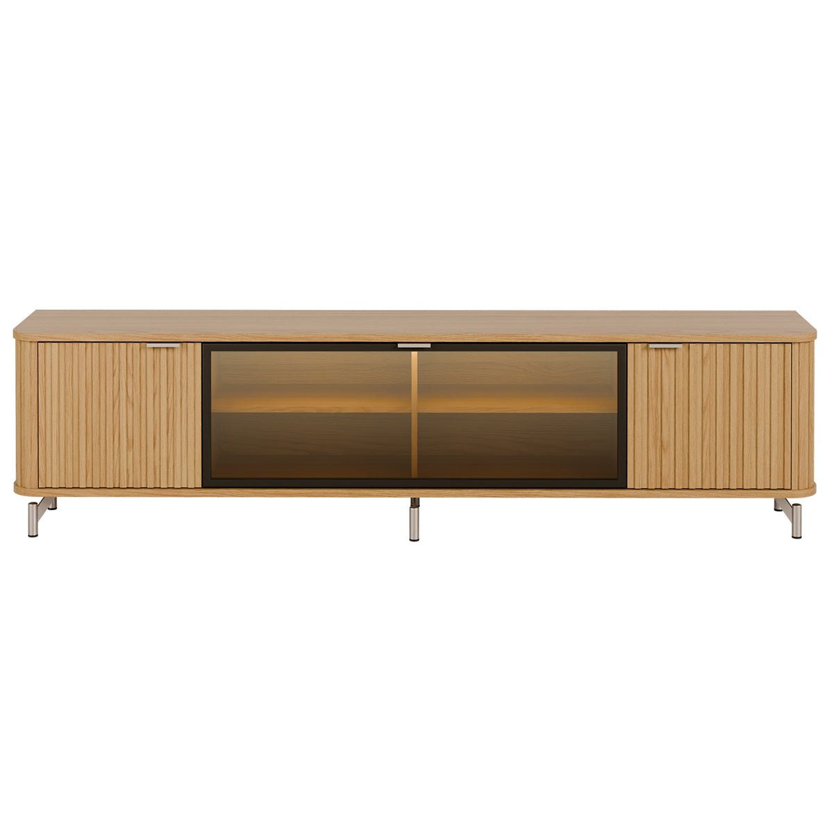 Rack para TVs até 85 Polegadas 100% MDF 3 Portas Vidro Reflecta Neon Float 212cm