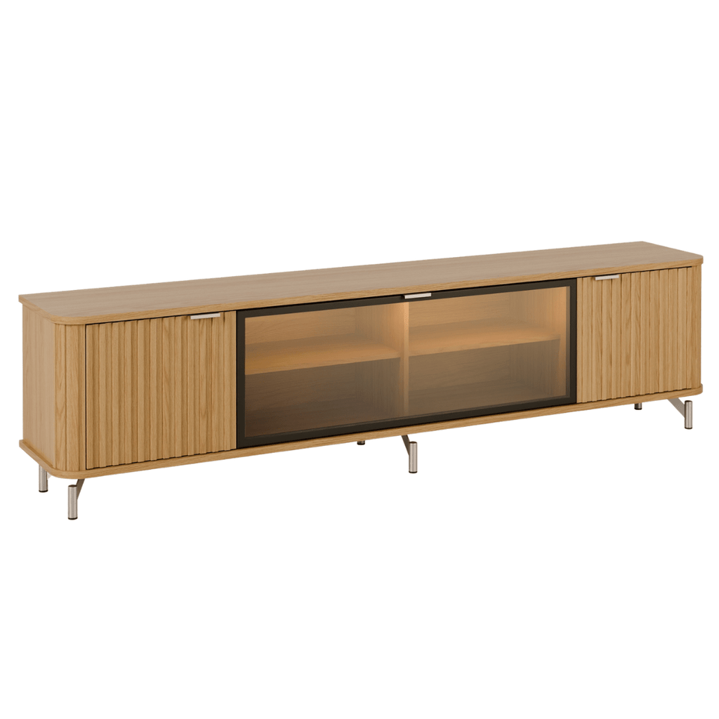 Rack para TVs até 85 Polegadas 100% MDF 3 Portas Vidro Reflecta Neon Float 212cm